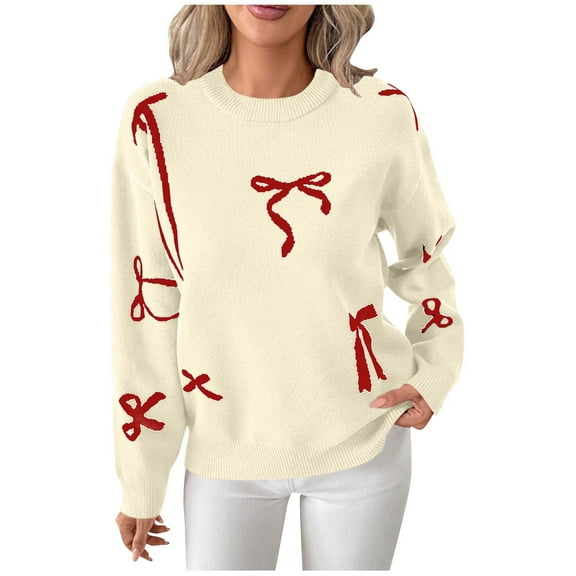 PFRNLF Christmas Sweaters for Women Lightweight Pullover Tops Long Sleeve Crewneck Fashion Sweaters