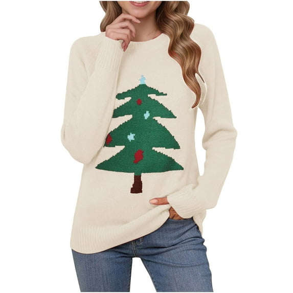 PFRNLF Christmas Sweaters for Women Ugly Christmas Tree Reindeer Holiday Knit Sweater Pullover
