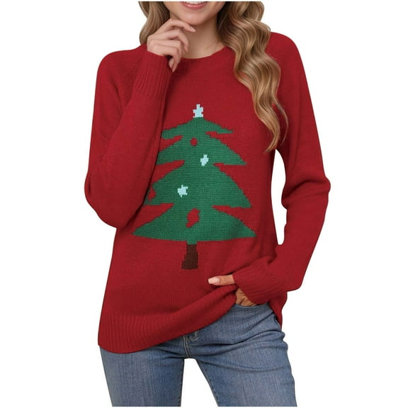 PFRNLF Christmas Sweaters for Women Ugly Christmas Tree Reindeer Holiday Knit Sweater Pullover