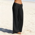 thumbnail image 1 of PFRNLF Cotton Linen Pants for Women Flowy Palazzo Elastic Waist Trousers Summer Beach Vacation Pants, 1 of 6