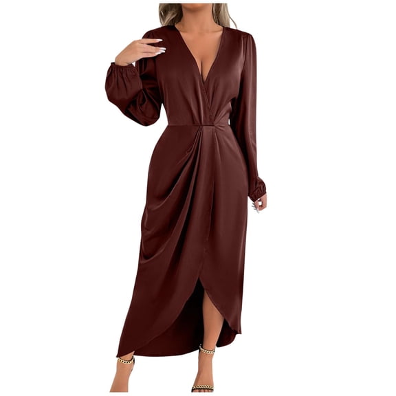 PFRNLF Dresses for Women No Boundaries,Womens Long Sleeve Wedding Guest Dress V Neck Cocktail Church Maxi Dresses
