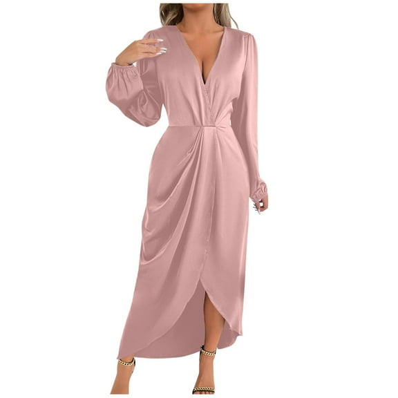 PFRNLF Dresses for Women No Boundaries,Womens Long Sleeve Wedding Guest Dress V Neck Cocktail Church Maxi Dresses