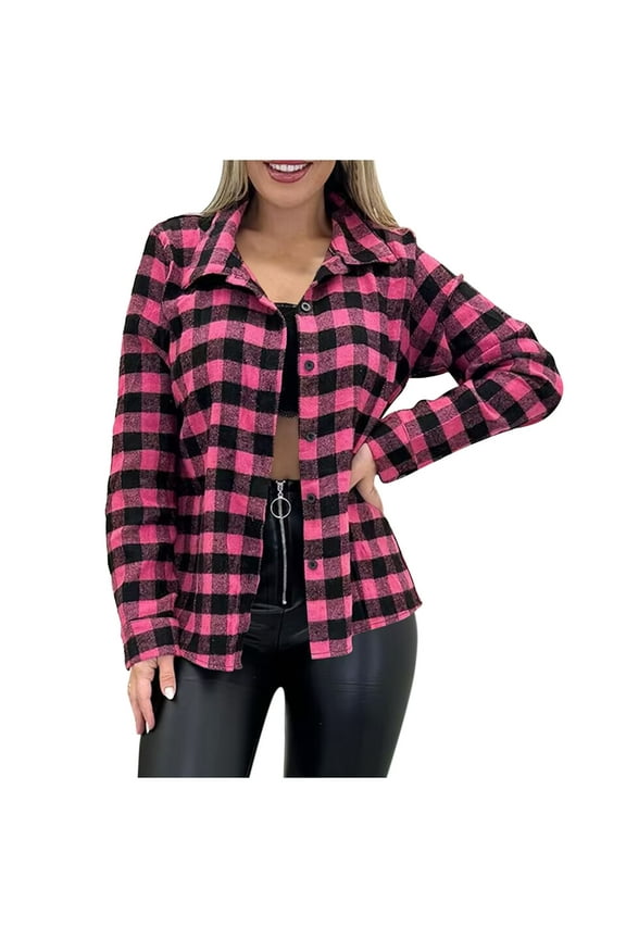 Flannel Plaid Shirts for Women Casual Classic Button Down Shirts Long Sleeve Soft Fall Blouses