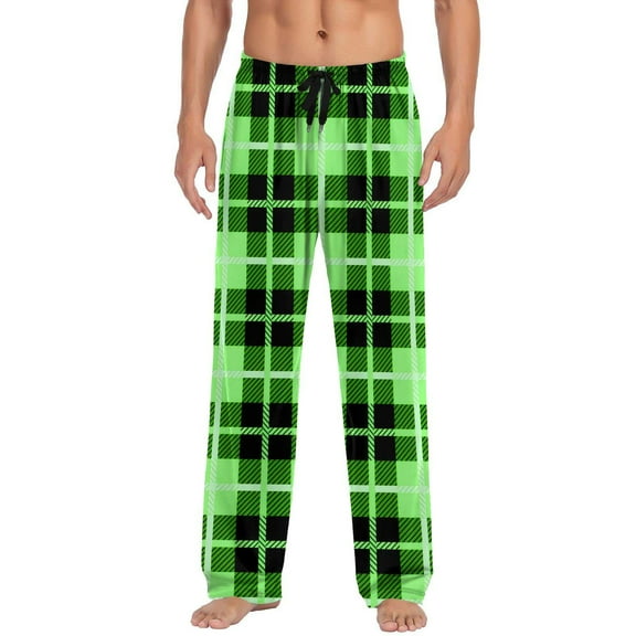 CYiJun George Mens Pajama Pants Flannel Cotton Plaid Sleep & Lounge Pants, PJ Bottoms with Pockets