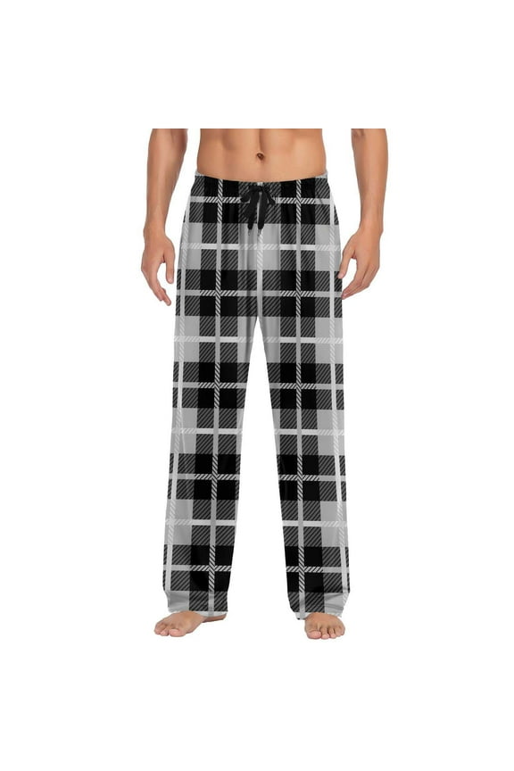 Mens Pajama Pants Flannel Cotton Plaid Sleep & Lounge Pants, PJ Bottoms with Pockets