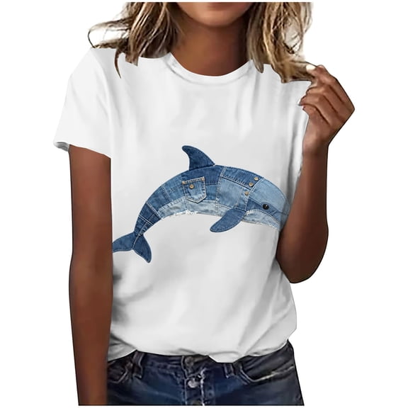 PFRNLF Graphic Tees for Women Short Sleeve Basic Tees Crewneck Fashion Tops Loose T Shirts