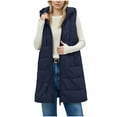 thumbnail image 1 of PFRNLF Long Puffer Vest for Women Winter Sleeveless Puffy Jacket Casual Quilted Hooded Warm Outerwear, 1 of 9