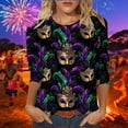 thumbnail image 1 of PFRNLF Mardi Gras Shirts for Women,Fashion Women's Casual Printed Round Neck 3/4 Sleeve T-shirt Fashionable Blouse Tops, 1 of 5