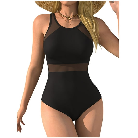 PFRNLF Mesh One Piece Swimsuits for Women Tummy Control Bathing Suit Slimming Push Up Summer Swimwear