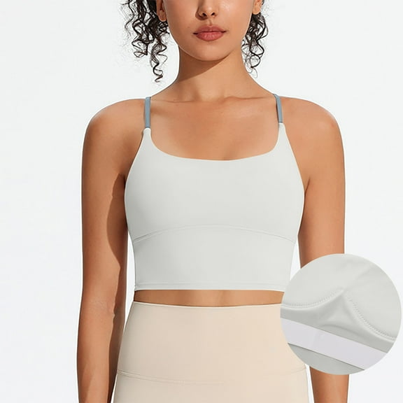 PFRNLF Crop Tank Tops for Women Spaghetti Straps Racerback Padded Yoga Workout Longline Sports Camisole