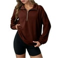 thumbnail image 1 of PFRNLF Half Zip Sweatshirts Womens Comfy Long Sleeve Waffle Knit Pullover Tops,Sizes S-2XL, 1 of 8