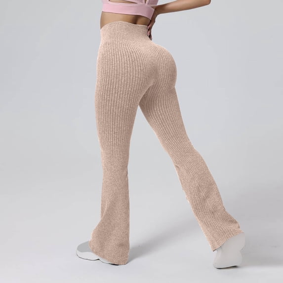 PFRNLF Ribbed Flare Leggings for Women Stretch Bell Bottom Leggings Tummy Control Bootcut Workout Yoga Pants