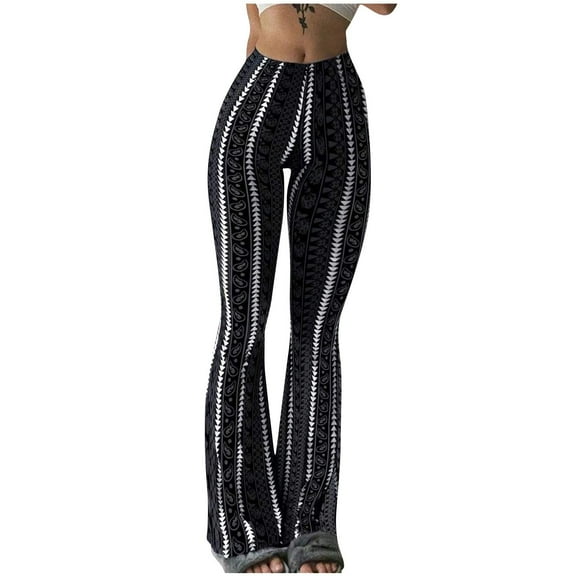 PFRNLF Stripes Yoga Pants for Women,Casual Bell Bottom Yoga Pants High Waisted Stretchy Flare Leggings