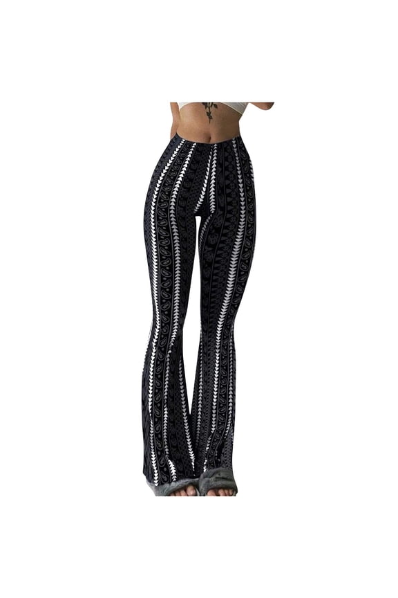 Stripes Yoga Pants for Women,Casual Bell Bottom Yoga Pants High Waisted Stretchy Flare Leggings