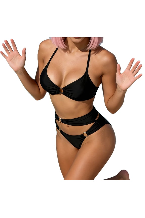 Womens Bikini Sets Sexy Two Piece Halter Swimsuits String Cutout Bathing Suit Swim Suits