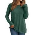 thumbnail image 1 of PFRNLF Womens Cotton Basic Long Sleeve Tee Casual Crewneck Loose Soft Tops, 1 of 8