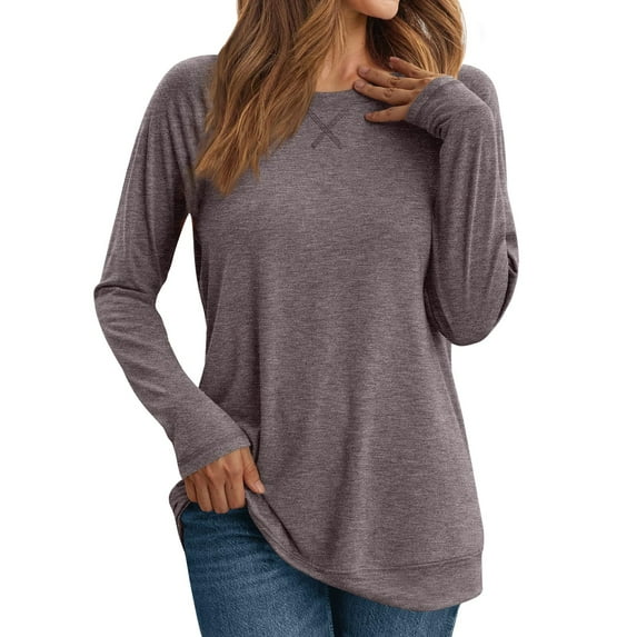 PFRNLF Womens Cotton Basic Long Sleeve Tee Casual Crewneck Loose Soft Tops