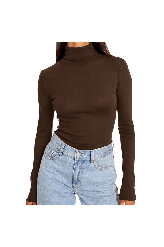Womens Long Sleeve Turtleneck T Shirts Fall Winter Fashion Base Layer Casual Lightweight Soft Tops