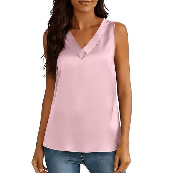 PFRNLF No Boundaries Womens Satin Tank Tops Pleated Business Casual Outfit Summer Sleeveless Dressy Work Blouse