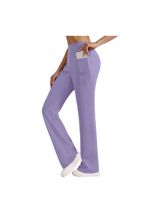Womne's Wide Leg Pants with Pockets Casual Lightweight Stretchy Workout High Waisted Yoga Pantss