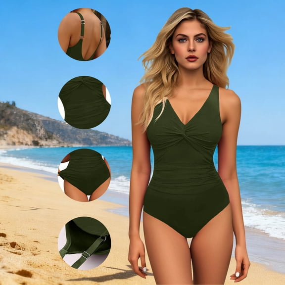 PFRNLF One Piece Swimsuits for Women Tummy Control Front Cross Bathing Suits