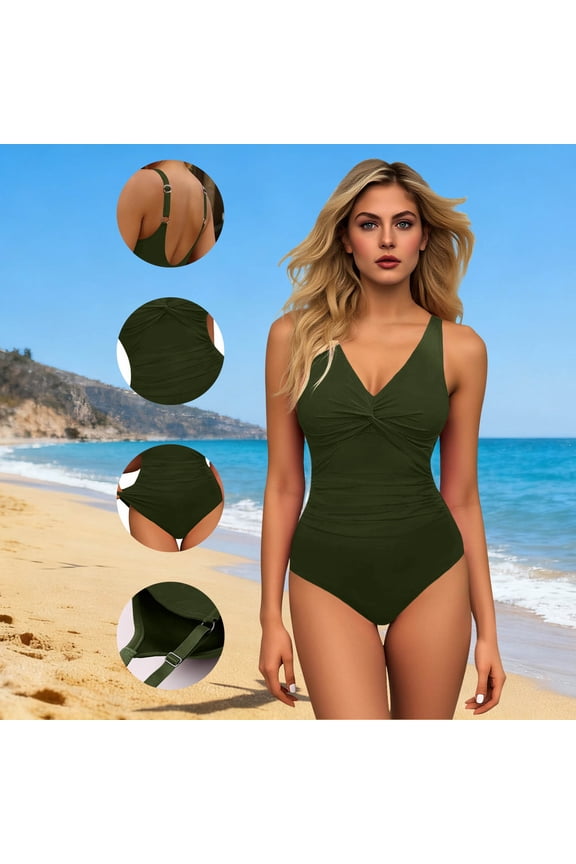 One Piece Swimsuits for Women Tummy Control Front Cross Bathing Suits