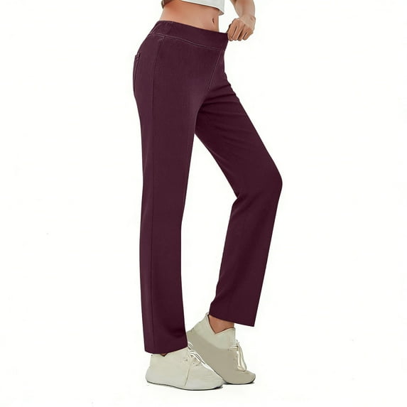 PFRNLF Pants for Women Stretch Tummy Control Workout Running Pants,Straight Leg Yoga Pants