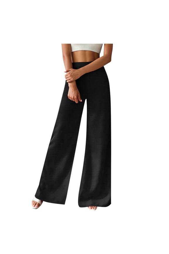 Pants for Womens Casual Loose Wide Leg Pants for Women Elastic Waist Palazzo Pants Trousers
