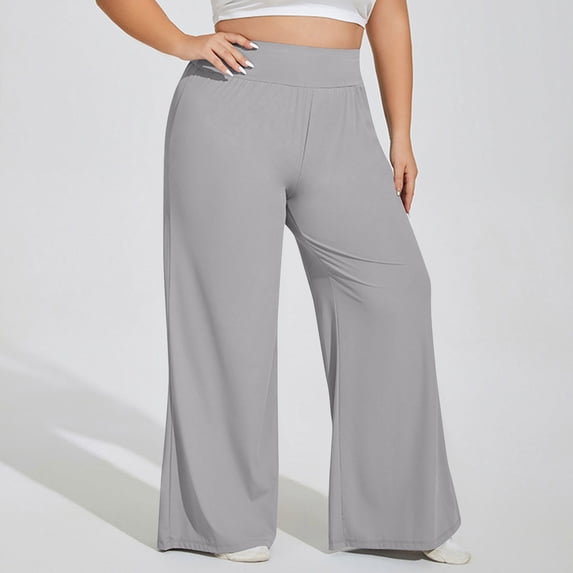 PFRNLF Plus Size Wide Leg Pants for Women High Waist Loose Sweatpants Casual Lounge Yoga Workout Palazzo