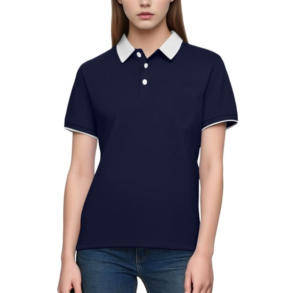 PFRNLF Polo Shirts for Women Cotton Pique,Womens Classic Fit Short Sleeve Dual Tipped Collar Polo Shirt