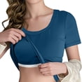 thumbnail image 1 of PFRNLF Ribbed T Shirts for Women with Chest Pad,Summer Casual Knit Slim Fitted Tops Crew Neck Short Sleeve Basic Tees, 1 of 8