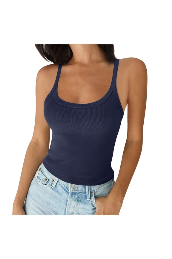 Ribbed Tank Tops for Women Spaghetti Strap Scoop Neck Slim Fitted Casual Basic Camisole,Sizes S-5XL