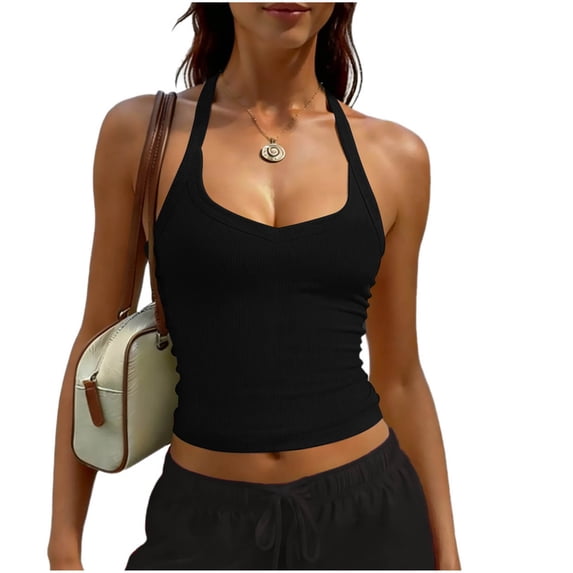 PFRNLF Ribbed Tank Tops for Women Summer Sleeveless U Neck Slim Fit Spaghetti Strap Basic Camisole