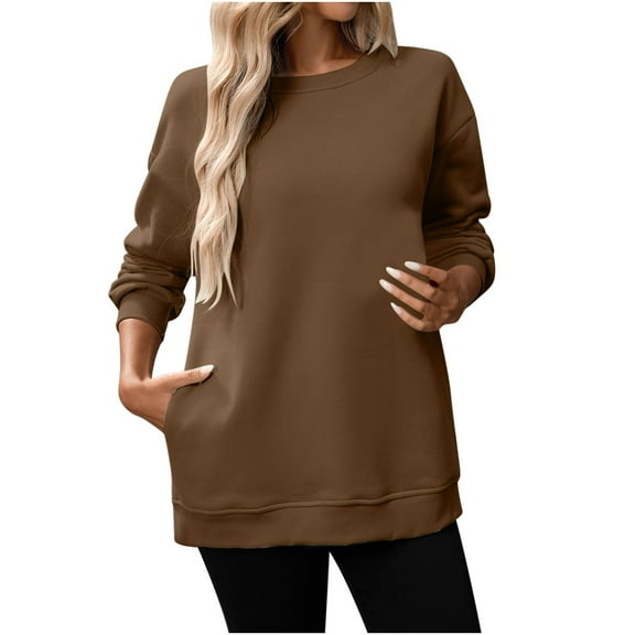 PFRNLF Soft Pullover Sweatshirt for Women No Boundaries,Crewneck Fleece Casual Basic Fall Sweat Shirts