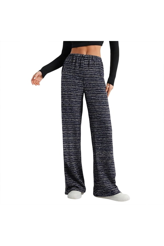 Soft Wide Leg Pants for Women Adjustable Shockcord High Waist Casual Lounge Pants with Pockets