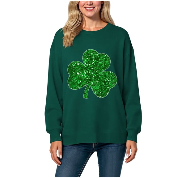 PFRNLF St Patricks Day Sweatshirt for Women Lucky Shamrock Long Sleeve Sweater Irish Clover Casual Graphic Pullover Tops