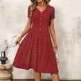 thumbnail image 1 of PFRNLF Summer Dresses for Women Short Sleeve Casual V Neck Swing Button Down Flowy Dress, 1 of 7