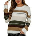 thumbnail image 1 of PFRNLF Sweaters for Women Fall Winter Crewneck Striped Tops Color Block Fashion Knit Pullover Sweater, 1 of 8