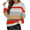 thumbnail image 1 of PFRNLF Sweaters for Women Fall Winter Crewneck Striped Tops Color Block Fashion Knit Pullover Sweater, 1 of 8