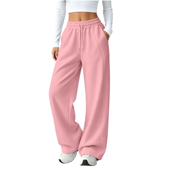 PFRNLF Sweatpants for Women High Waisted Casual Elastic Drawstring Waist Wide Leg Pants with Pockets