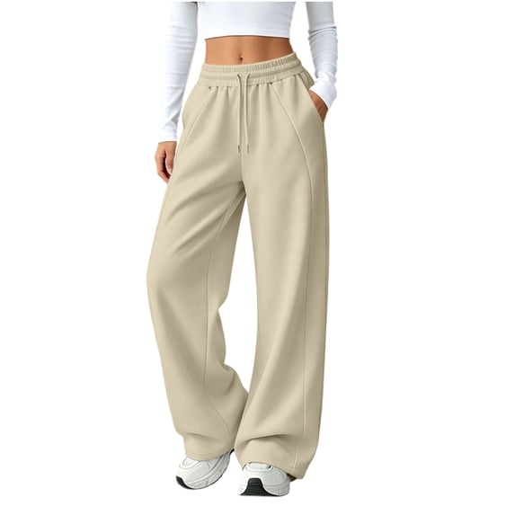 PFRNLF Sweatpants for Women High Waisted Casual Elastic Drawstring Waist Wide Leg Pants with Pockets
