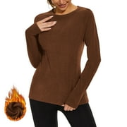 PFRNLF Thermal Shirts for Women Winter Cold Base Layer Underwear Soft Fleece Lined Long Sleeve Tops