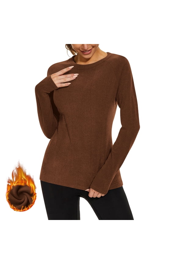 Thermal Shirts for Women Winter Cold Base Layer Underwear Soft Fleece Lined Long Sleeve Tops