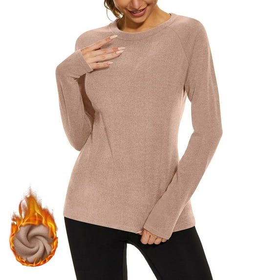 PFRNLF Thermal Shirts for Women Winter Cold Base Layer Underwear Soft Fleece Lined Long Sleeve Tops