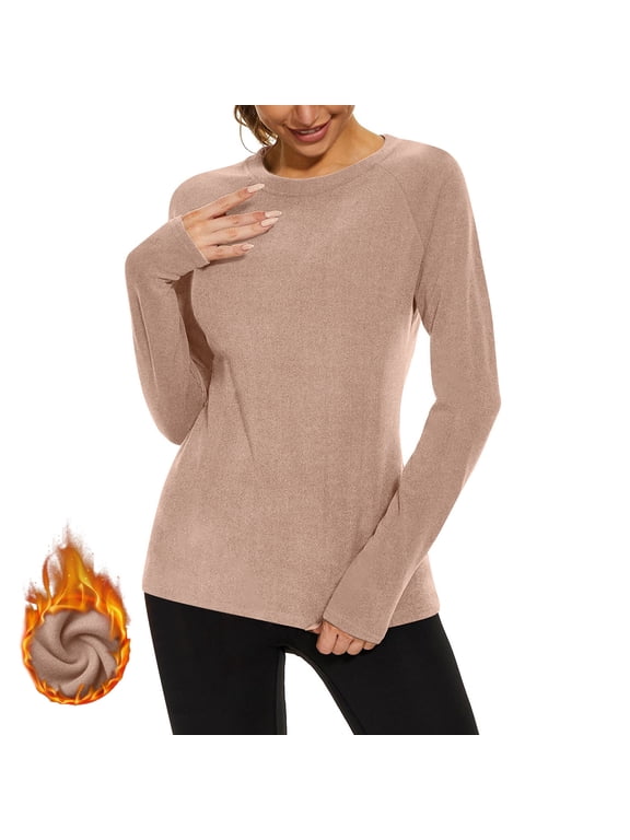 Thermal Shirts for Women Winter Cold Base Layer Underwear Soft Fleece Lined Long Sleeve Tops