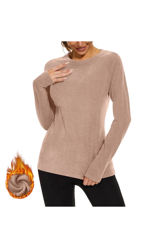 Thermal Shirts for Women Winter Cold Base Layer Underwear Soft Fleece Lined Long Sleeve Tops