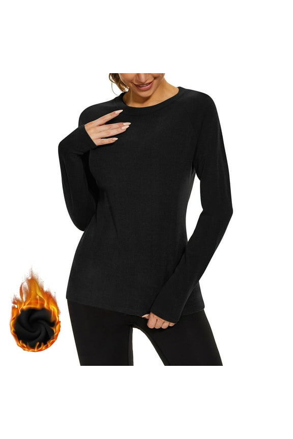 Thermal Shirts for Women Winter Cold Base Layer Underwear Soft Fleece Lined Long Sleeve Tops