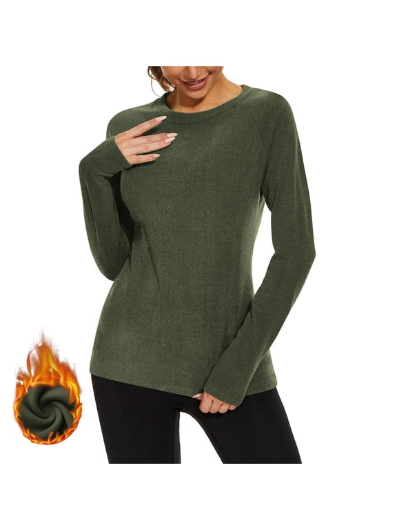 Thermal Shirts for Women Winter Cold Base Layer Underwear Soft Fleece Lined Long Sleeve Tops
