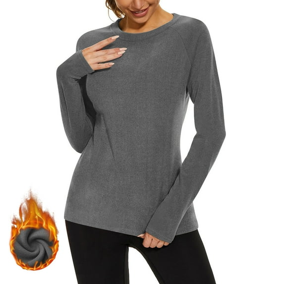 PFRNLF Thermal Shirts for Women Winter Cold Base Layer Underwear Soft Fleece Lined Long Sleeve Tops