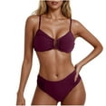 thumbnail image 1 of PFRNLF Women's Bikini Sets U-Wire Linked Two Piece Swimsuit Mid Waist Swim Bathing Suit, 1 of 5